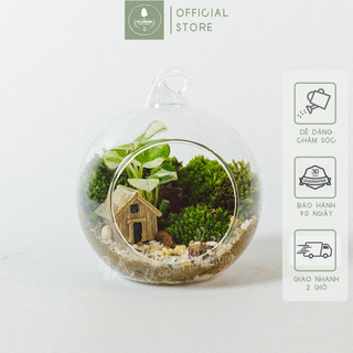 Family & home 008 - tiểu cảnh để bàn terrarium - tiểu cảnh thủy tinh miệng nghiêng - quà tặng cao cấp - 9x garden
