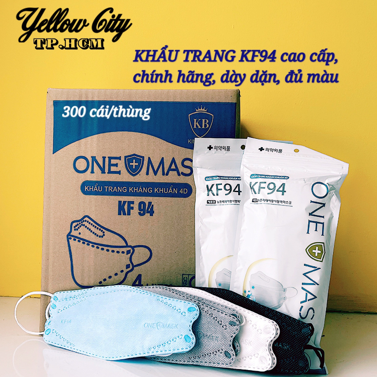 Khẩu trang One Mask cao cấp KF94 đủ màu, dày dặn, 4 lớp Hàn Quốc, chính hãng (300 cái/thùng)