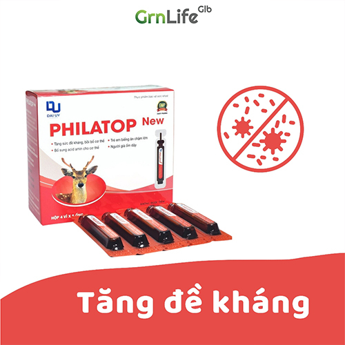 PHILATOP NEW ống nhựa Đại Uy, cho trẻ em biếng ăn chậm lớn còi xương, người già đề kháng kém (hộp 20 ống)