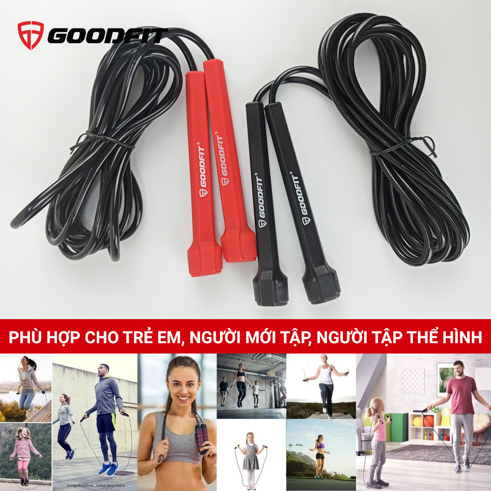 Dây nhảy thể dục GoodFit nhựa PVC siêu nhẹ bển bỉ, độ dài 3m tùy chỉnh GF902JR