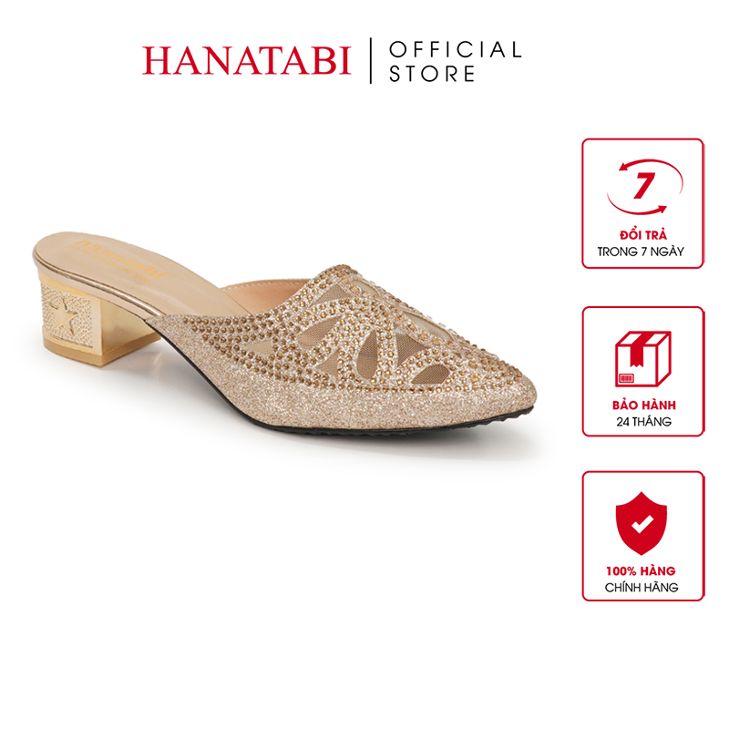 Dép Sabo Nữ Hanatabi Đính Xoàn Đế Cao 5cm Mã HNSB5F841