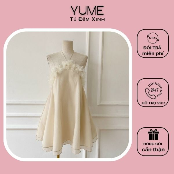 Áo Cổ Yếm Xòe Đính Hoa Nữ Tính Hot Trend  - YUME A0049