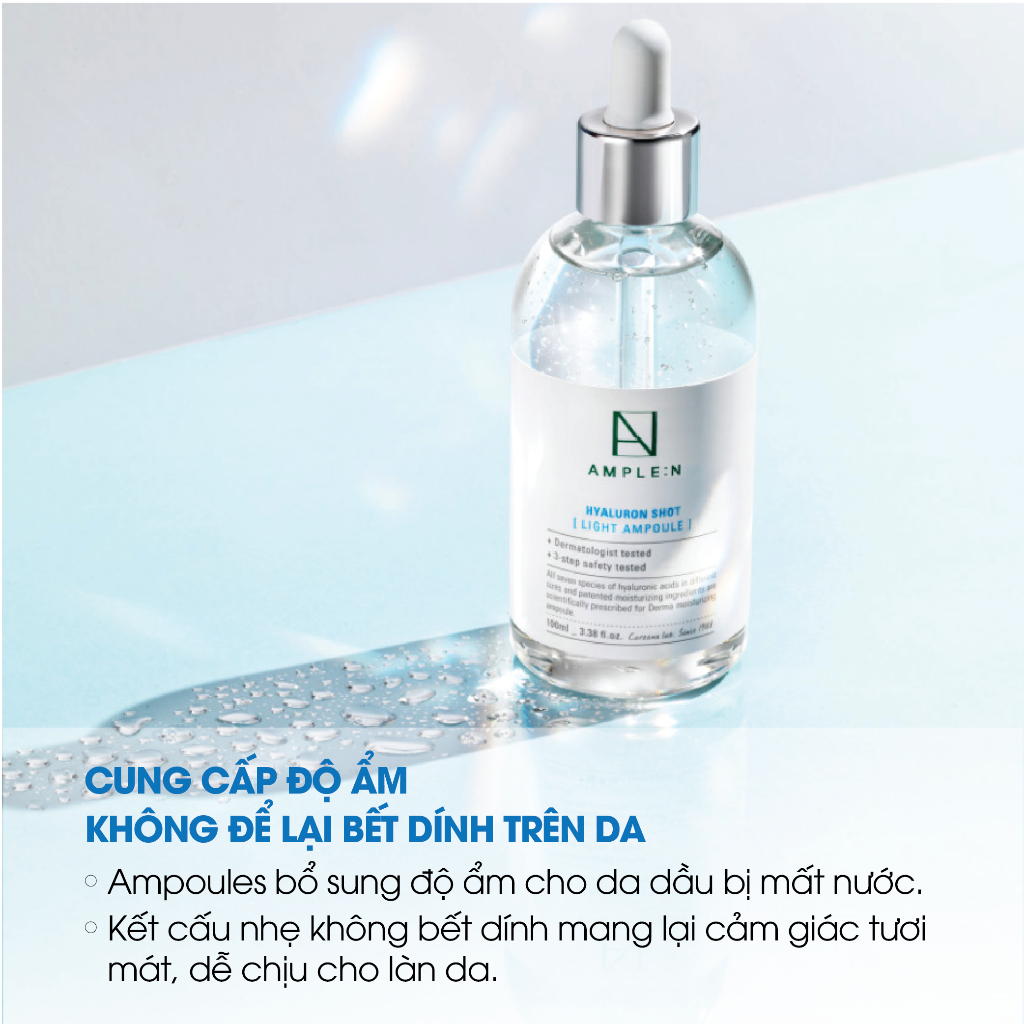 Tinh Chất Cấp Ẩm Làm Trắng Da Ample:N Hyaluron Shot Light Ampoule 100ml