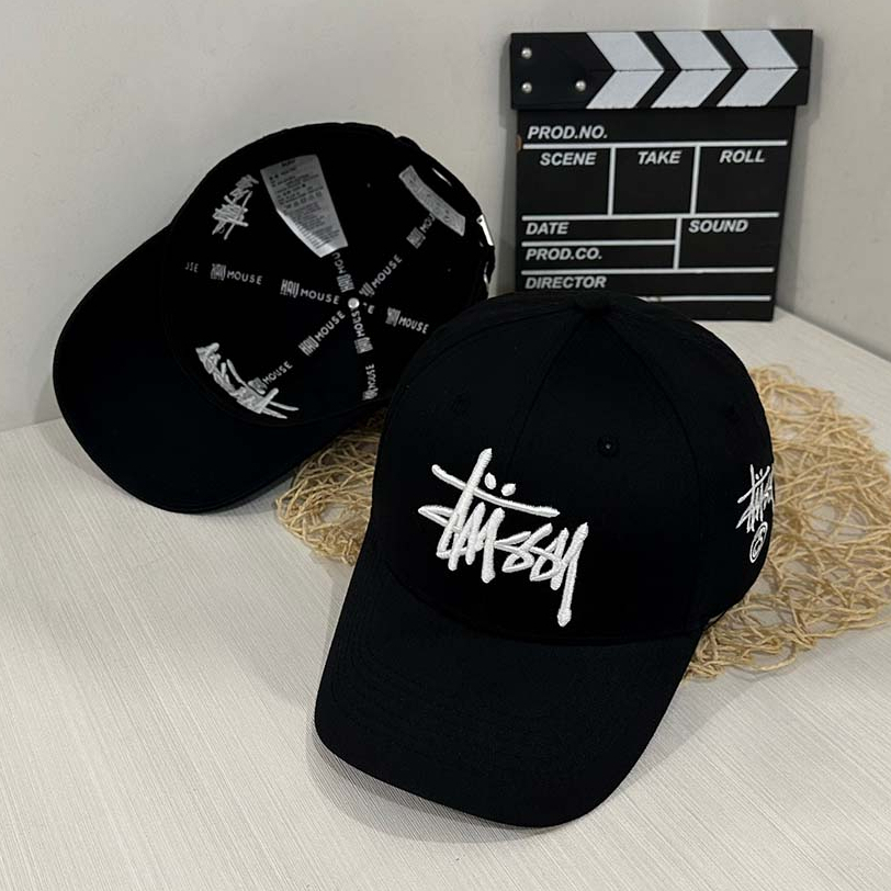 Mũ lưỡi trai, Nón kết màu đen thêu Logo nổi Stusy siêu HÓT HÒN HỌT, Full Hộp