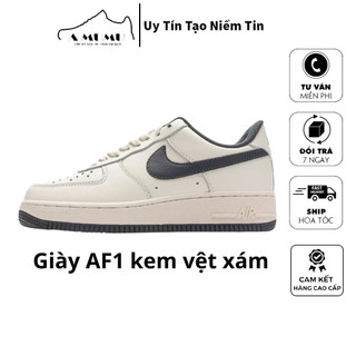 Giày thể thao nam nữ AF1 kem vệt xám đế kem full box hot trend
