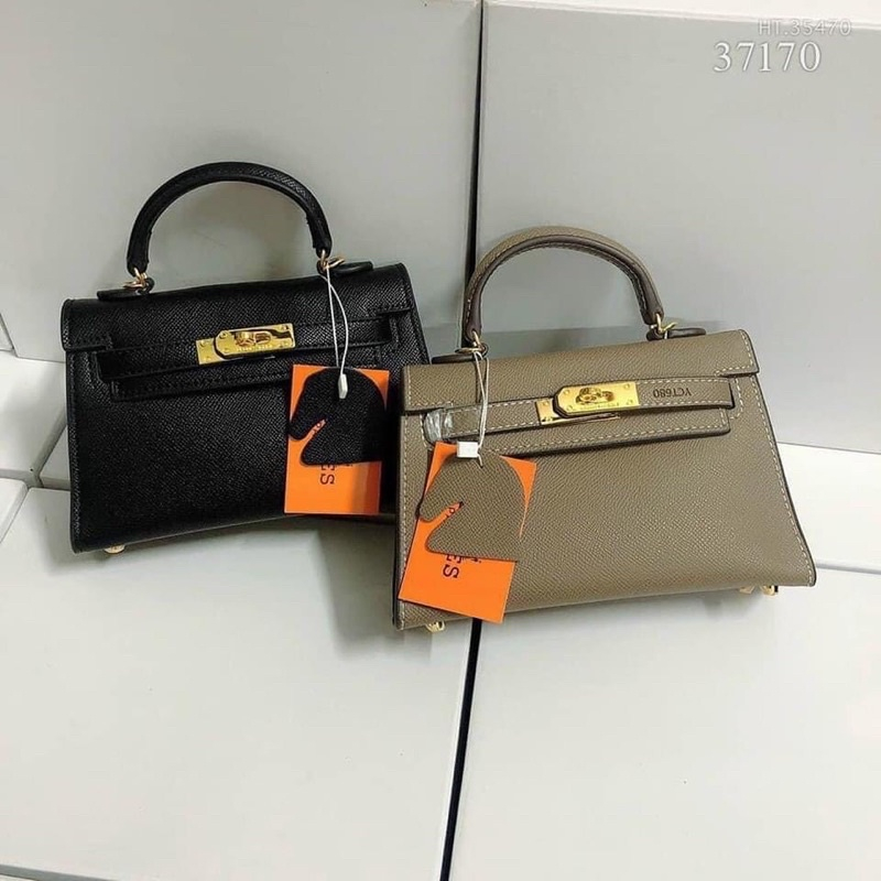 Túi HM mini size 19, túi xách nữ đeo chéo, túi cầm tay sang chảnh khóa cài dáng lùn