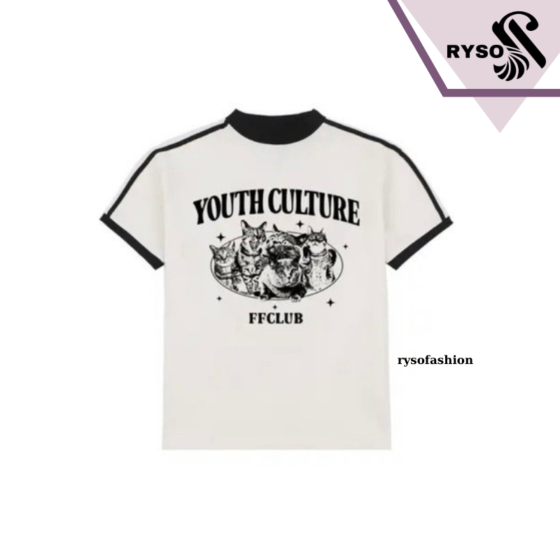 ÁO Thun Baby Tee Form Fit CAT CREW Phối Tay Sọc RYSO FASHION