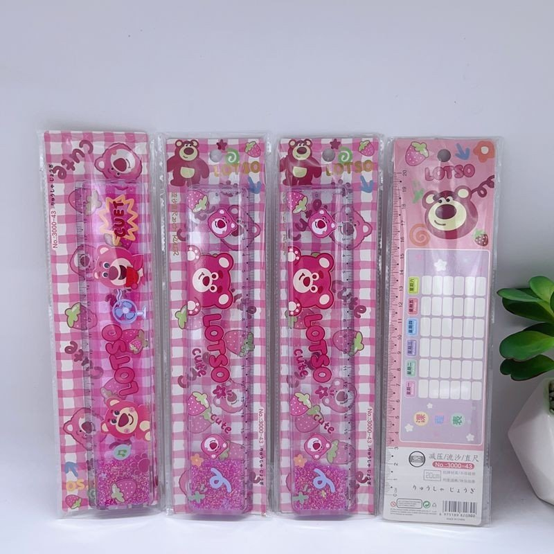 Thước Nhũ Nước Kim Tuyến 20cm Gấu Dâu - Kuromi Cute Đáng Yêu Chất Liệu Nhựa