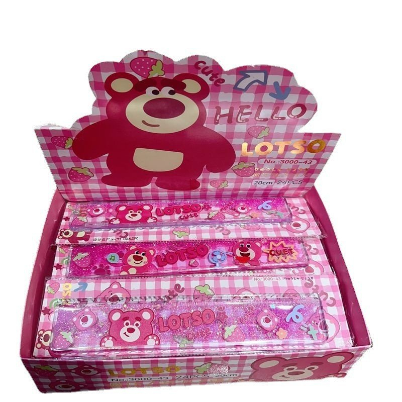 Thước Nhũ Nước Kim Tuyến 20cm Gấu Dâu - Kuromi Cute Đáng Yêu Chất Liệu Nhựa