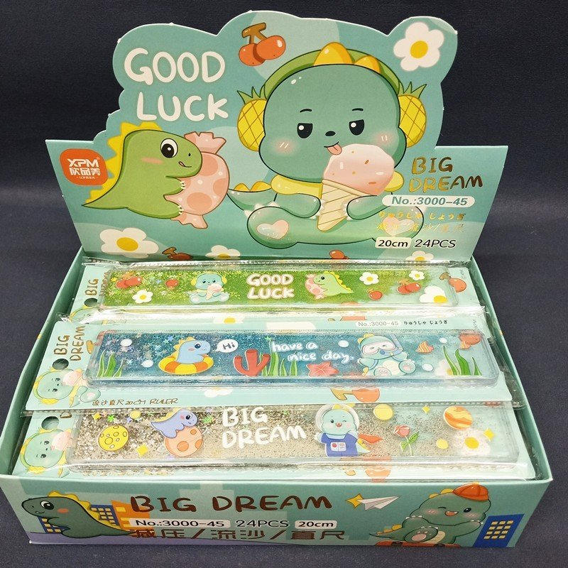 Thước Nhũ Nước Kim Tuyến 20cm Gấu Dâu - Kuromi Cute Đáng Yêu Chất Liệu Nhựa