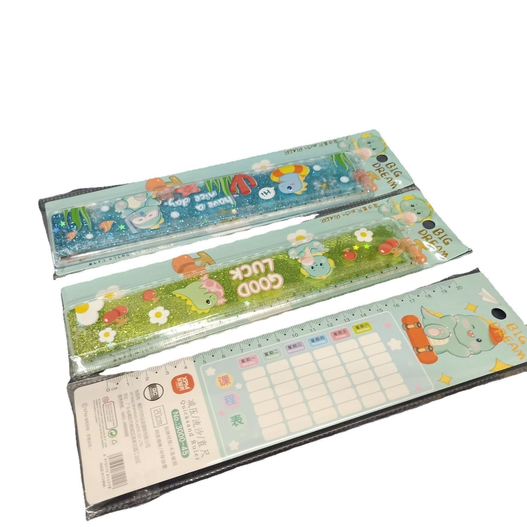 Thước Nhũ Nước Kim Tuyến 20cm Gấu Dâu - Kuromi Cute Đáng Yêu Chất Liệu Nhựa
