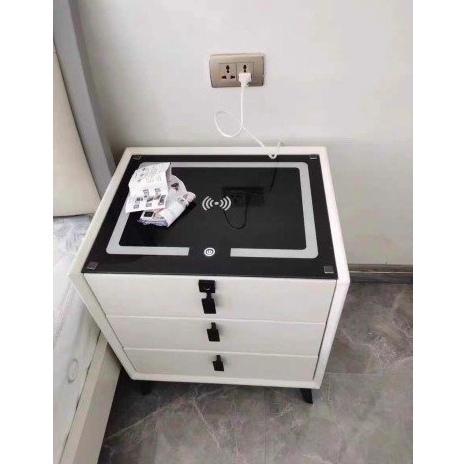 Tủ Đầu Giường Thông Minh Kết Hợp Sạc Không Dây, Usb Loa Bluetooth Khóa Vân Tay 2-3 Ngăn Trắng Xám (NHẬP KHẨU CHÍNH HÃNG)