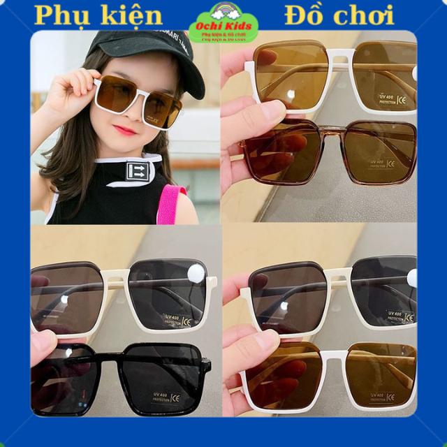 Kính trẻ em chống nắng gọng vuông phong cách cho bé, kính mát thời trang bé gái bé trai từ 3 tuổi Ochi Kids