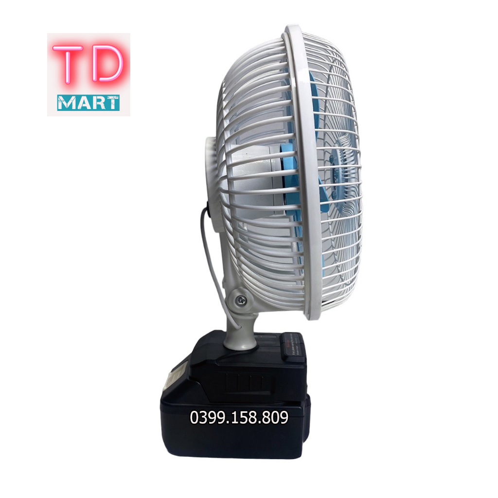 Quạt 8 inch dùng chung chân pin Makita phổ thông, động cơ k chổi than Có cổng sạc USB.