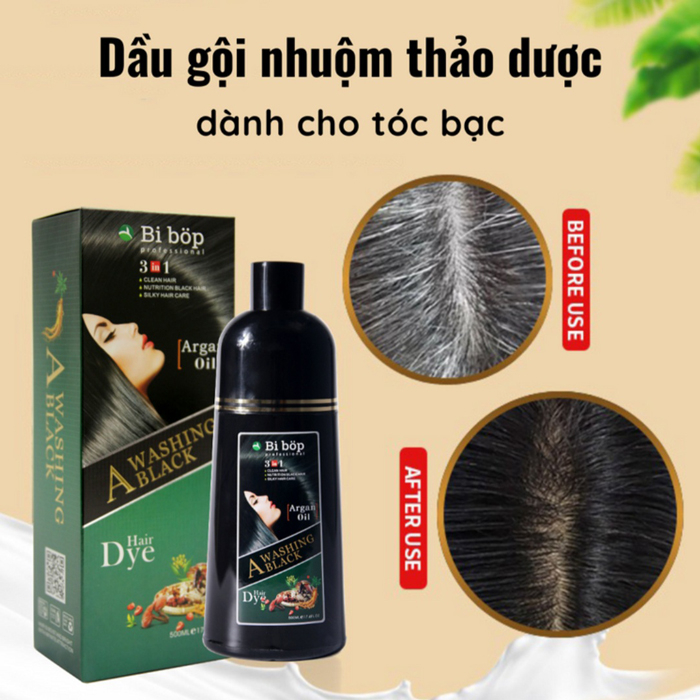 Dầu Gội Phủ Bạc Màu NÂU/MÀU ĐEN (500ml) Gội Là NÂU/GỘI LÀ ĐEN Không Cần Nhuộm Tóc, Th