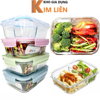 Hộp thố thủy tinh giữ nhiệt 2, 3 ngăn 1000ml - Đựng cơm, thực phẩm bỏ tủ lạnh