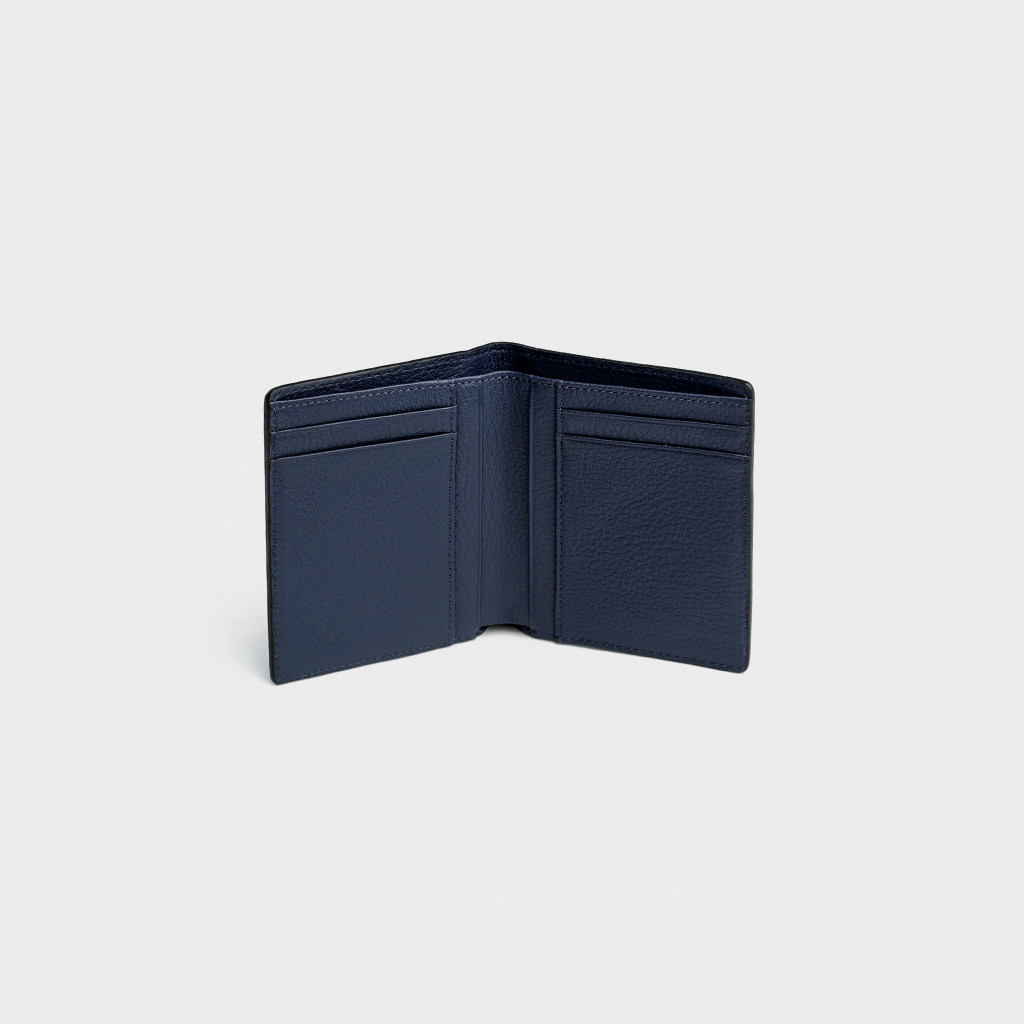 Ví da bò nam MASAMU Mal màu xanh Navy dạng đứng 2 ngăn