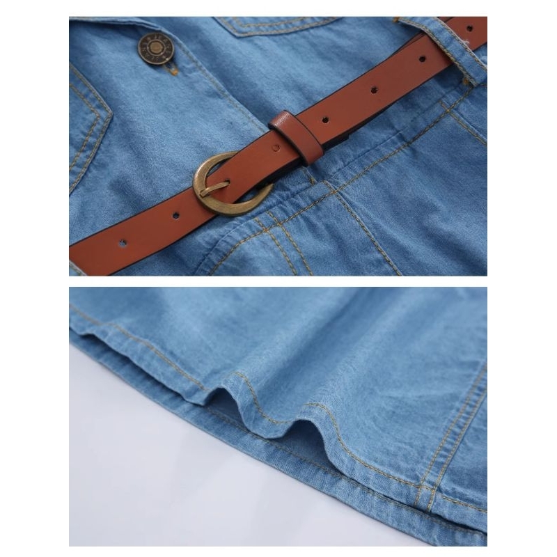 Đầm Jean, Váy jean cổ sơ mi phong cách cho bé gái Chất liệu bò giấy mềm mát