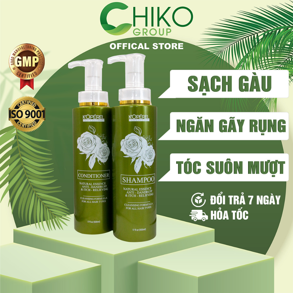 Bộ Dầu Gội Xả CHIKO K’OPÉREL Hương Hoa Hồng, Sạch Gàu, Hết Ngứa 500ml