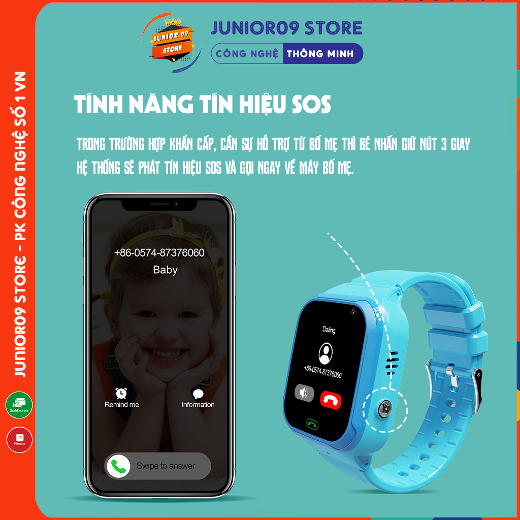 Đồng hồ thông minh Định vị Trẻ em Lắp sim Nghe gọi Video Call Chống nước cho bé trai bé gái JUNIOR09 WATCH KIDS PRO | BigBuy360 - bigbuy360.vn