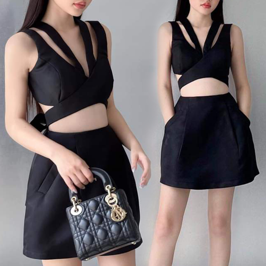 Áo croptop cut out thắt nơ sau lưng
