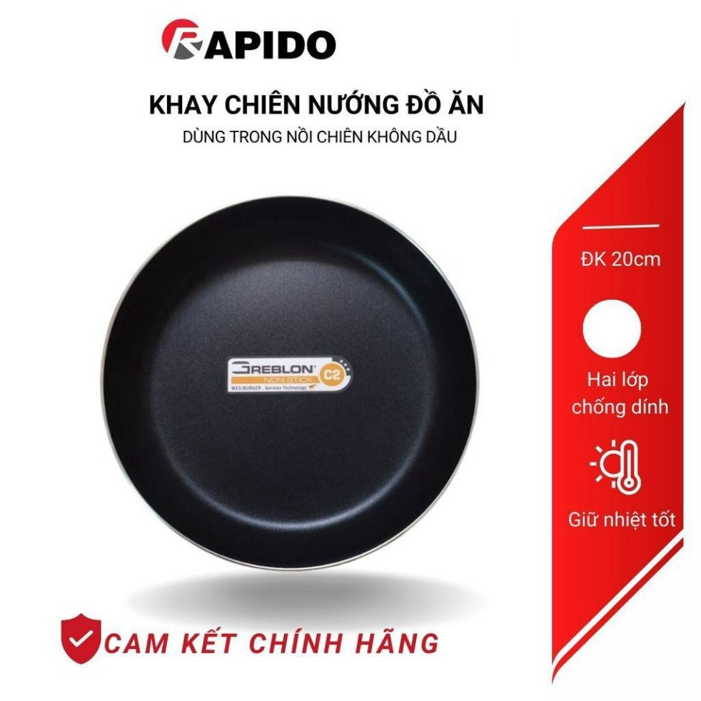 Khay chiên nướng nồi chiên không dầu Rapido đường kính 20 cm chống dính Greblon bền đẹp