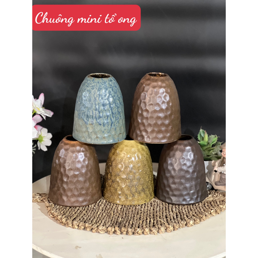 Siêu Rẻ - Bình Hoa , Lọ Hoa Bát Tràng Dáng Chuông Mini Tổ Ong Nhiều Màu H16 Decor Trang Trí Nội Thất Cắm Hoa Quà Tặng ..