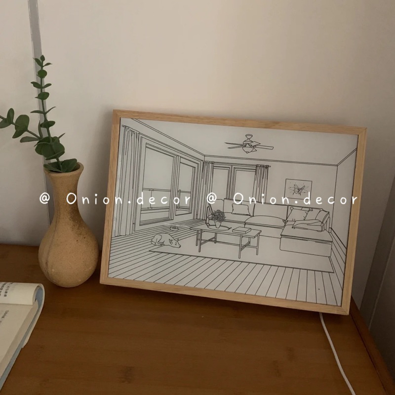 Tranh đèn led gỗ Acrylic decor trang trí phòng ngủ sáng tạo