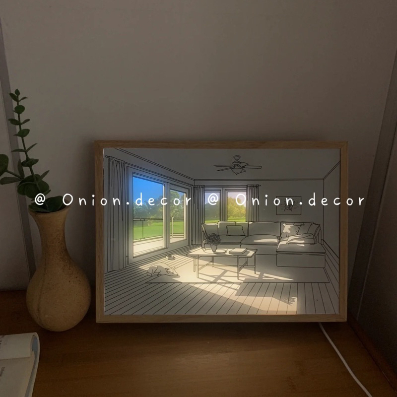 Tranh đèn led gỗ Acrylic decor trang trí phòng ngủ sáng tạo