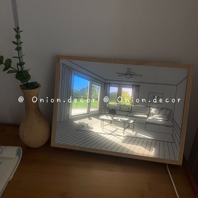 Tranh đèn led gỗ Acrylic decor trang trí phòng ngủ sáng tạo