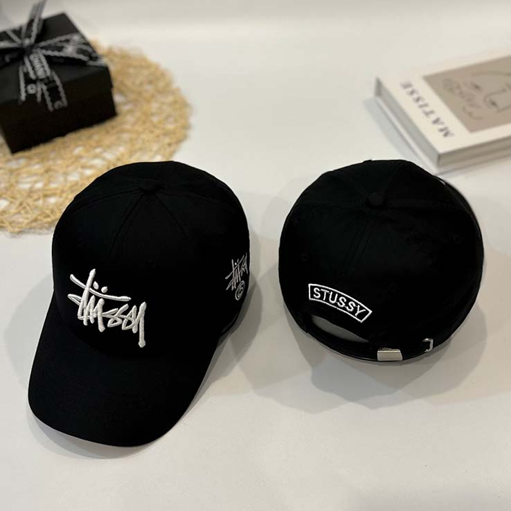 Mũ lưỡi trai, Nón kết màu đen thêu Logo nổi Stusy siêu HÓT HÒN HỌT, Full Hộp