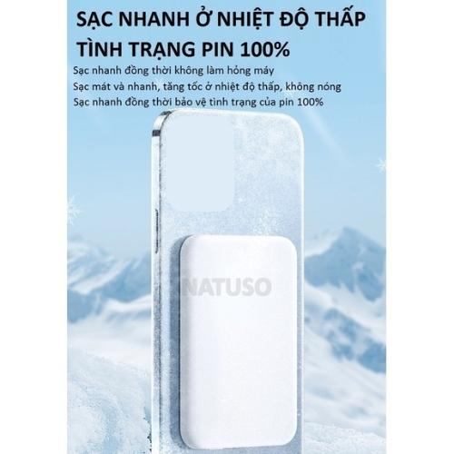 Sạc dự phòng không dây từ tính 5000mAh, 10000mAh, lực hút mạnh sạc nhanh chuẩn PD không nóng máy, bảo hành 12 tháng