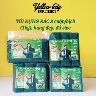 Combo 3 bịch túi đựng rác đen hàng đẹp, đủ 4 size, tự phân hủy sinh học