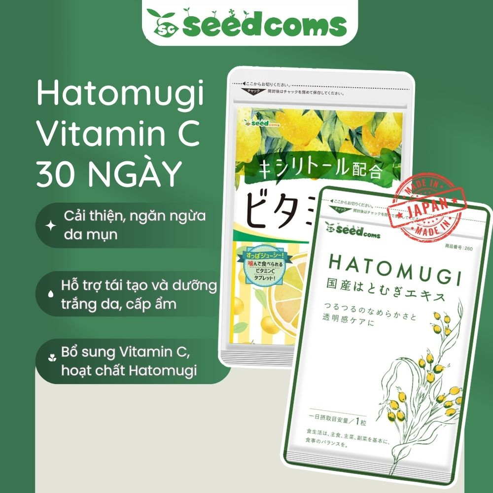 Combo Viên uống Seedcoms Sáng da - Mờ thâm 30 ngày (Sáng da 30 viên & Vitamin C 90 viên) - Seedcoms