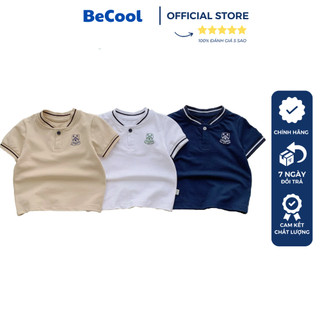 Áo polo bé trai, áo thun cho bé chất cotton CỔ V fom đẹp mát mềm thấm mồ hôi - BeCool 11-27kg