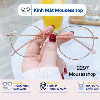 Kính mắt tròn gọng titan nam nữ đeo giả cận và lắp cận mã 2297