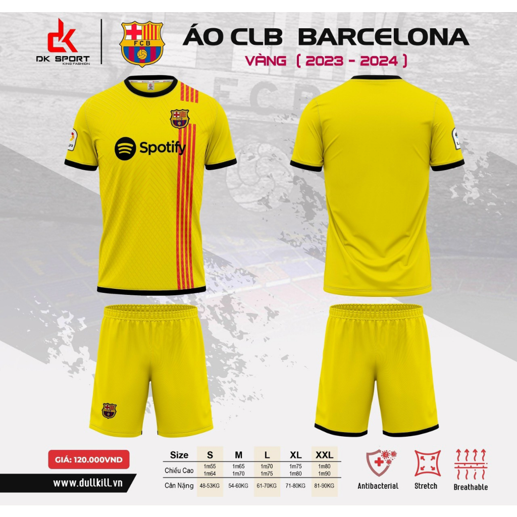 Bộ Đồ Đá Banh CLB Barca vàng
