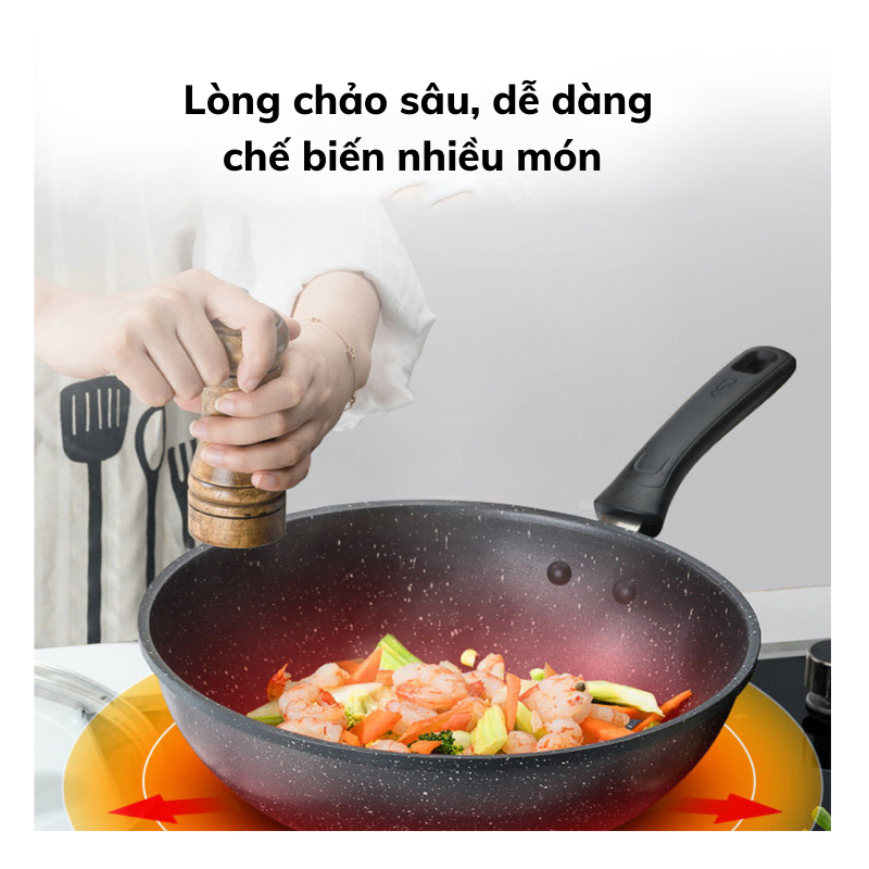 Chảo Chống Dính Kiko Có Chuôi Cầm Chắc Chắc Đường Kính 30 Cm Phù Hợp Cho Nhiều Loại Bếp