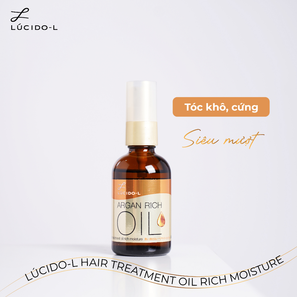 Tinh Dầu Dưỡng Tóc cho tóc khô cứng LÚCIDO-L Hair Treatment Oil Rich Moisture N 60ml