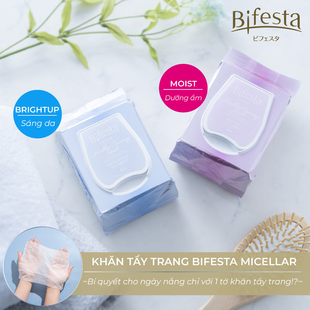 Khăn ướt tẩy trang dưỡng ẩm BIFESTA Micellar Cleansing Sheet Moist 46 tờ/gói