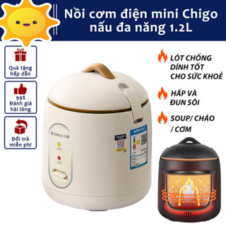 Nồi cơm điện Chigo 1,2L, nồi mini nấu đa năng, nấu cơm, hầm cháo, hấp, xào, luộc tiện lợi, thiết kế chống tràn
