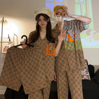 Bộ đồ ngủ nam nữ gấu mới set 3 món thời trang Hàn Quốc chất cotton đẹp mới nhất siêu thoáng và thoải mái