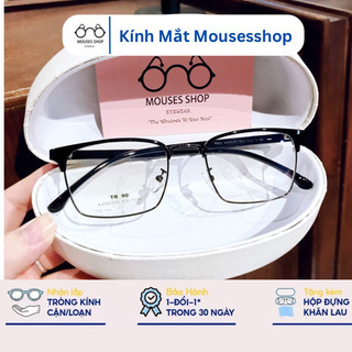kính mắt nửa viền vuông gọng nhựa nam nữ Mousesshop mã 2723
