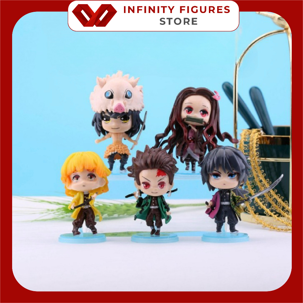 Mô hình chibi tanjiro zenitsu nezuko minii cute siêu dễ thương | Figure anime kimetsu no yaiba truyện thanh gươm diệt qu