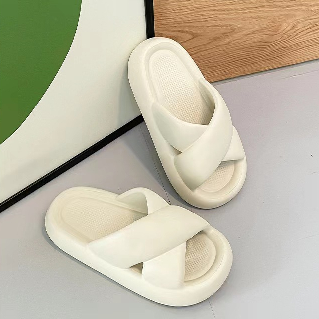 Dép bánh mì nam nữ, Dép quai chéo đế dày mùa hè Hàn Quốc, Siêu nhẹ chống trơn trượt
