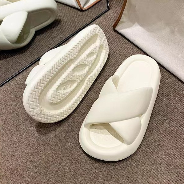 Dép bánh mì nam nữ, Dép quai chéo đế dày mùa hè Hàn Quốc, Siêu nhẹ chống trơn trượt