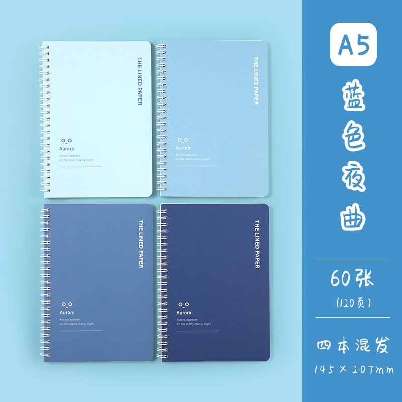 SỔ A5 XANH-Sổ tay ghi chép lò xo size A5 bìa dễ thương cho học sinh, 120 trang