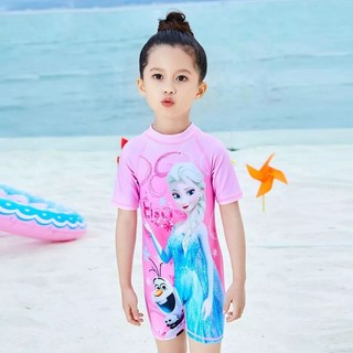 Bộ bơi trẻ em, đồ bơi liền thân Elsa cho bé gái kèm mũ 10-30kg