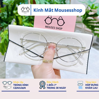 Gọng kính cận nam nữ Mousesshop chất liệu kim loại mắt đa giác thanh mảnh 02