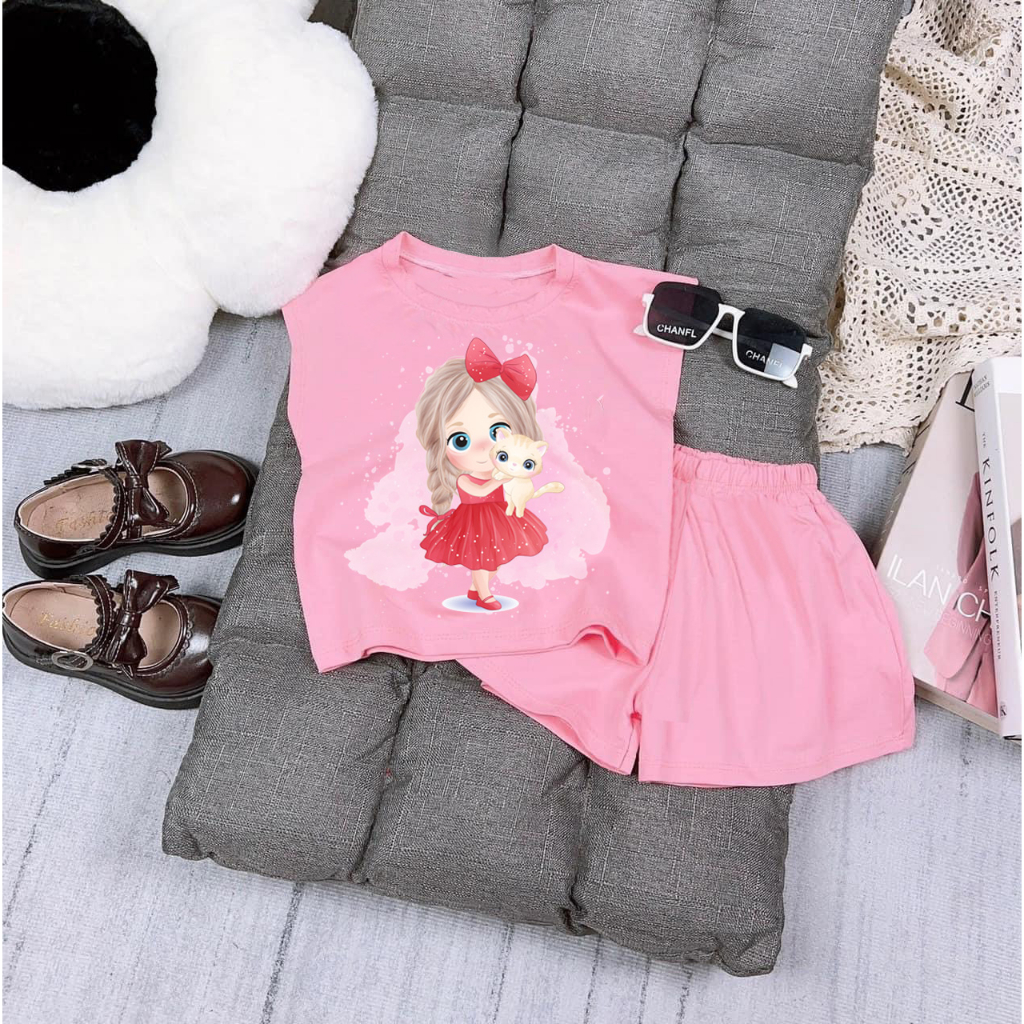 Bộ đồ bé gái cute công chúa nơ cho bé 6kg đên 30kg.BDBG82.